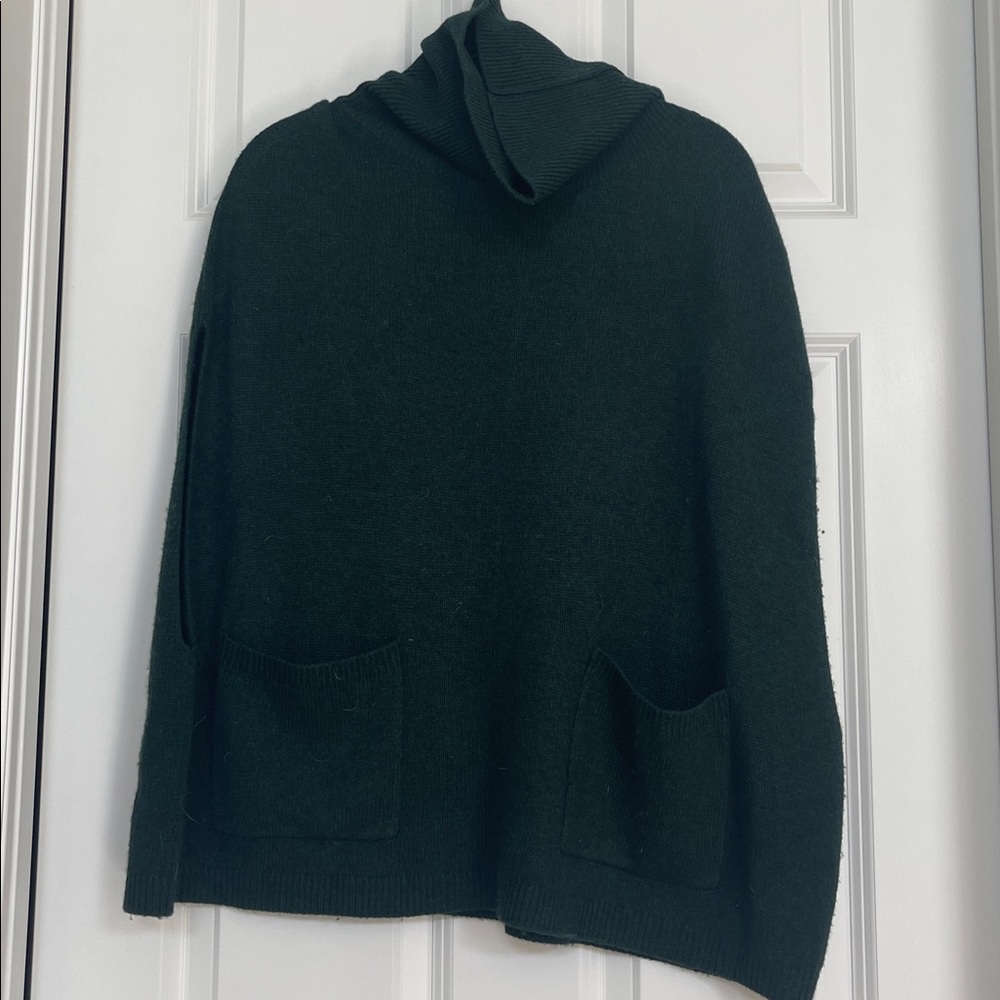 Tahari Dark Green Hooded poncho Sweater